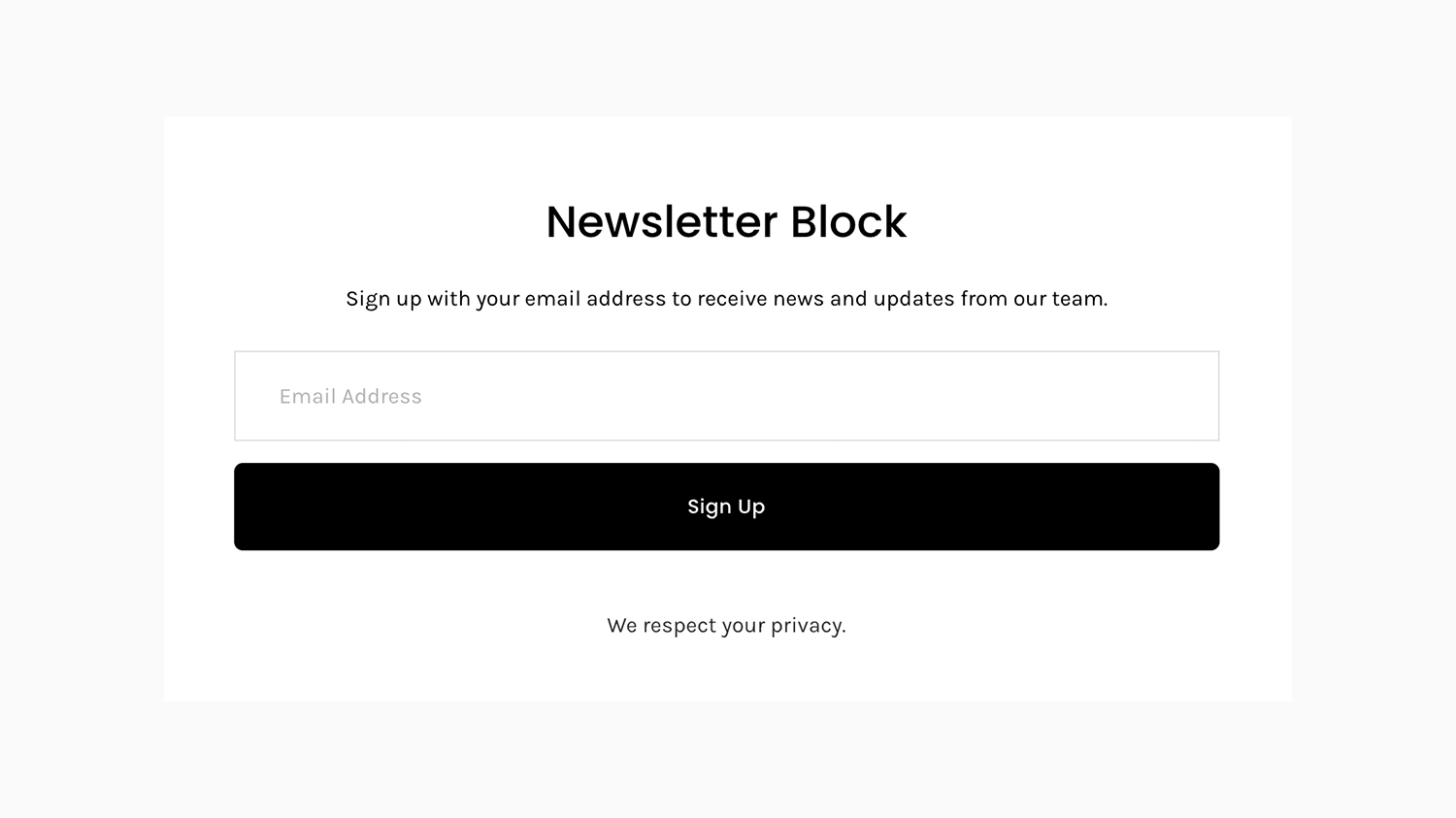 Full Width Newsletter Block preview